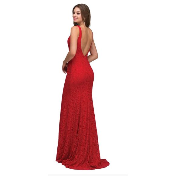 ABBY PARIS Red Lace Gem Bling Mermaid Homecoming Prom Maxi Formal Gown Dress 6 - Picture 2 of 11